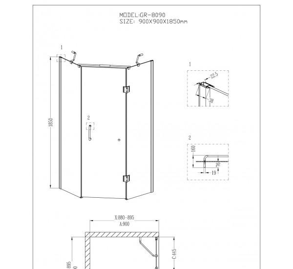 Душевой уголок - Grossman, Classic, 90x90x185 см, GR-8090