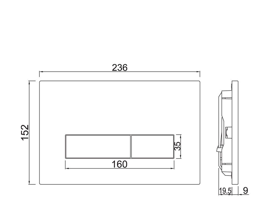 Кнопка смыва - Jaquar, Kubix, 0.9x23.6x15.2 см, JCP-CHR-352415