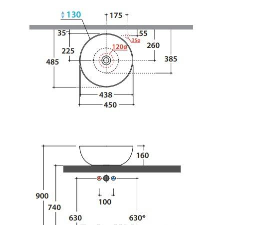 Globo T-Edge, Раковина, B6T45.BI