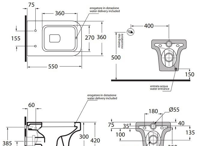 Azzurra Tulip, Унитаз подвесной, TUF100/SOSK