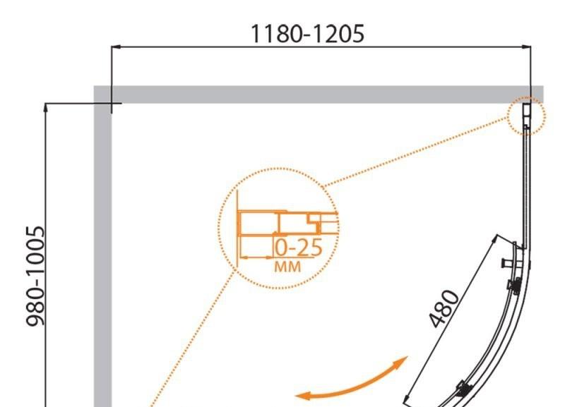 Душевой уголок - Cezares, Molveno, 100x120x190 см, MOLVENO-RH-1-120/100-P-Cr / RH-1-120/100-P-Cr