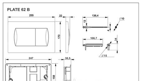 Кнопка смыва - Roca, Active, 2.2x25.5x17 см, 8901160B1 / 62B 8901160B1