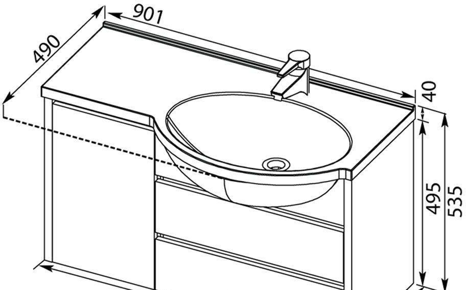 Aquanet Лайн, Тумба с раковиной, 00212771