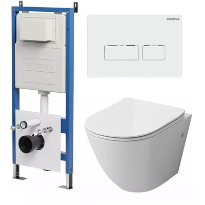 Grossman без коллекции, Унитаз подвесной с инсталляцией и кнопкой, 97.4411S.03.000