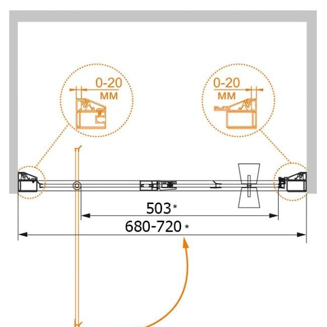 Душевая дверь - Cezares, Rosa, 70x195 см, ROSA-R-BA-1-70-RO-Bi / ROSA-BA-1-70-RO-Bi