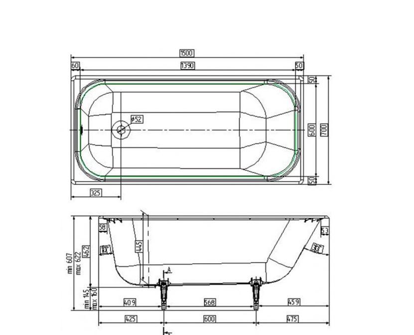 Wotte Start, Чугунная ванна, Start 1500x700UR