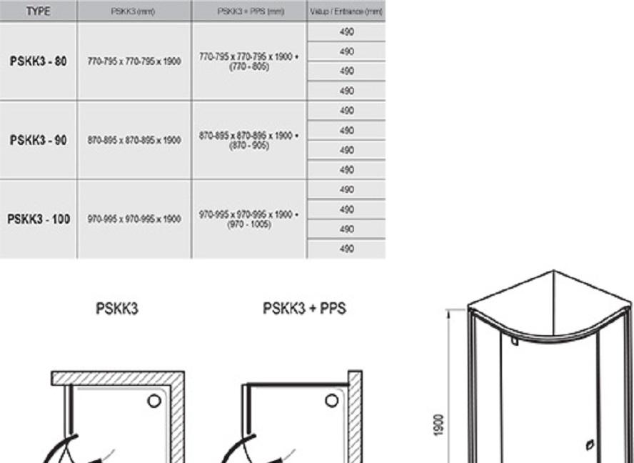 Душевой уголок - Ravak, Pivot, 90x90x190 см, 37677300Z1 / PSKK3 37677300Z1
