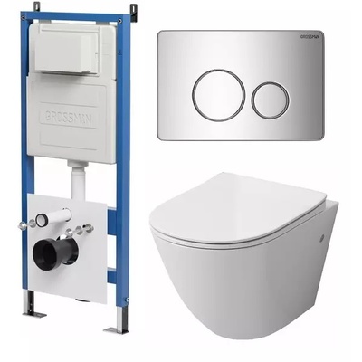 Grossman без коллекции, Унитаз подвесной с инсталляцией и кнопкой, 97.4411S.05.10M