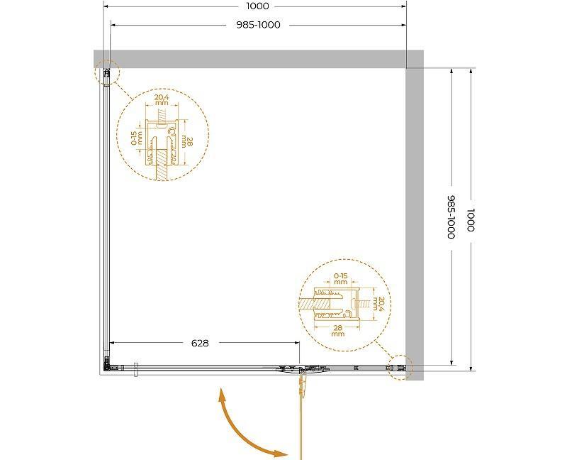 Душевой уголок - Cezares, Liner, 100x100x195 см, LINER-A-1-100-C-Cr-R