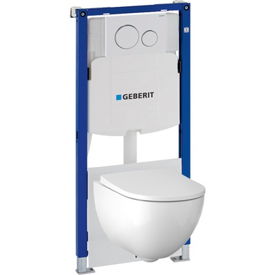 Geberit Acanto, Унитаз подвесной с инсталляцией и кнопкой, 500.301.KJ.A