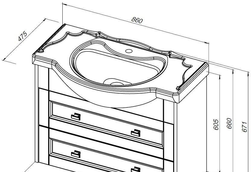 Aquanet Монте, Тумба с раковиной, 306204