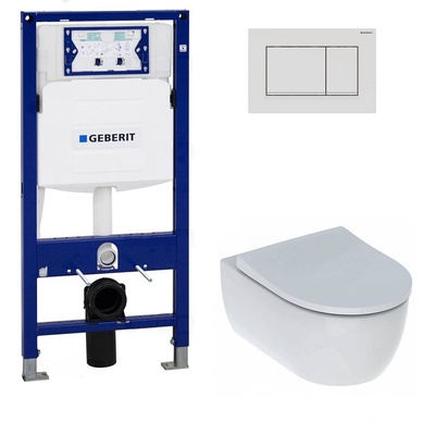 Geberit iCon, Унитаз подвесной с инсталляцией и кнопкой, 500.300.01.I