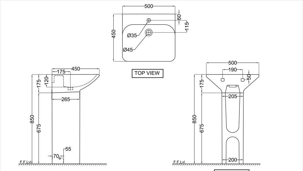 Раковина - Jaquar, Laguna, 45x50x17.5 см, LAS-WHT-91801