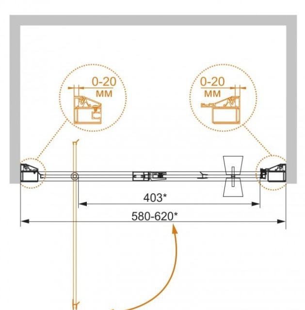 Душевая дверь - Cezares, Rosa, 60x195 см, ROSA-R-BA-1-60-RO-Bi / ROSA-BA-1-60-RO-Bi