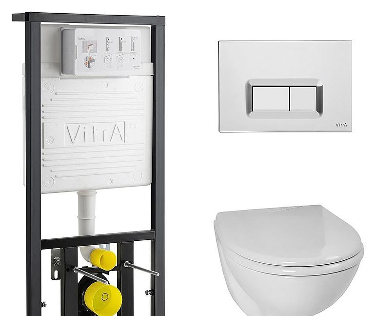 Vitra Arkitekt, Унитаз подвесной с инсталляцией и кнопкой, 9005B003-7211