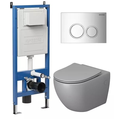 Grossman без коллекции, Унитаз подвесной с инсталляцией и кнопкой, 97.4411GLMS.01.100