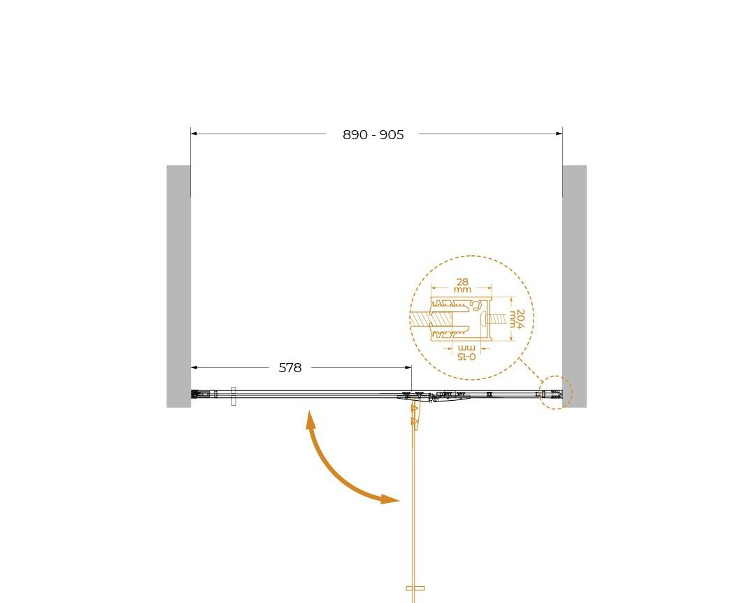 Душевая дверь - Cezares, Liner, 90x195 см, LINER-B-12-90-C-NERO-R