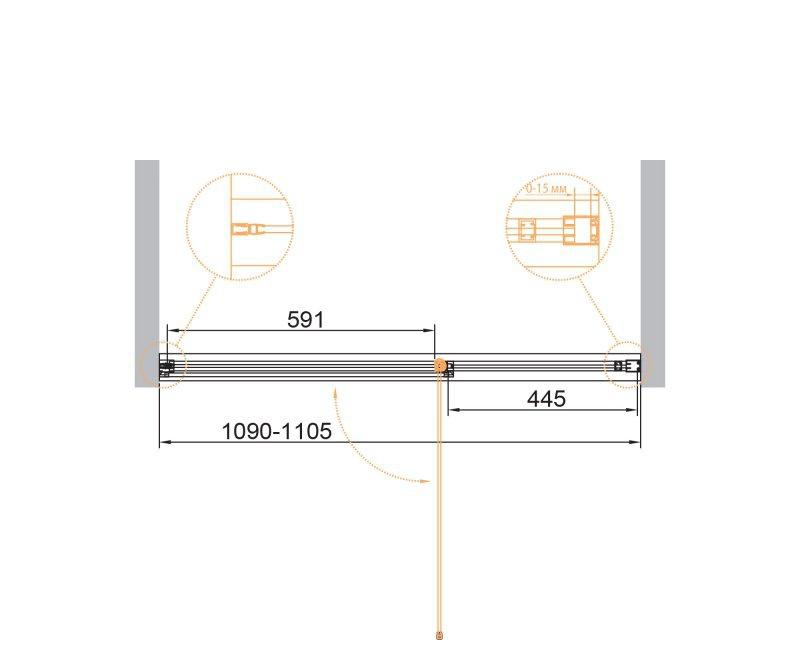 Душевая дверь - Cezares, Urban, 110x195 см, URBAN-B-12-110-C-NERO