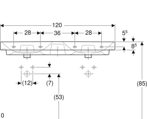 Geberit Smyle Square, Раковина, 500.223.01.1