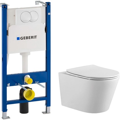 Aquatek Вега, Унитаз подвесной с инсталляцией и кнопкой, SET ВЕГА бел