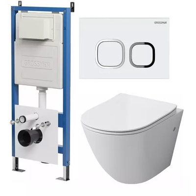 Grossman без коллекции, Унитаз подвесной с инсталляцией и кнопкой, 97.4411S.02.000