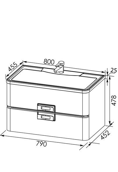 Aquanet Паллада, Тумба для раковины, LUXURY-500-2C-SO-RW-P