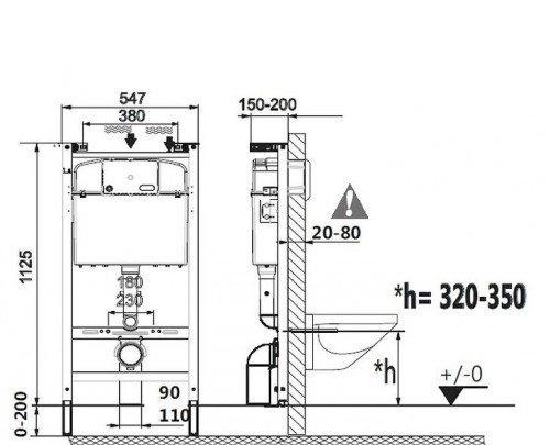 Инсталляция для унитаза - Roca, Active, 20x54.7x112.5 см, 89011101B