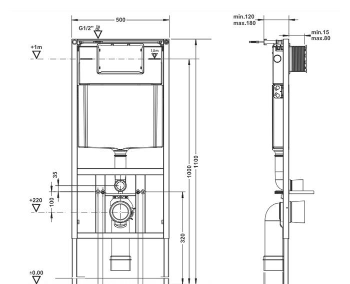 Инсталляция для унитаза - ArtCeram, без коллекции, 23x50x110 см, 700.101