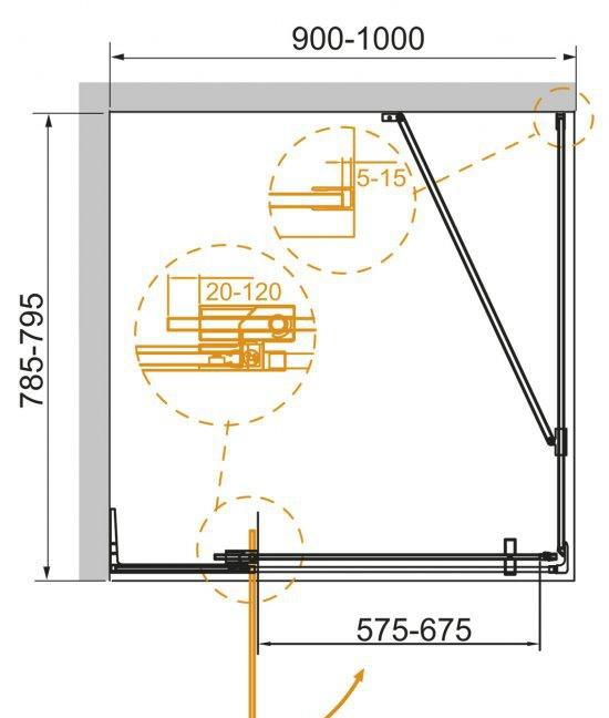 Душевой уголок - Cezares, Slider, 100x90x195 см, SLIDER-AH-1-80/90-100-C-Cr