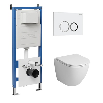 Grossman без коллекции, Унитаз подвесной с инсталляцией и кнопкой, 97.4455S.01.000