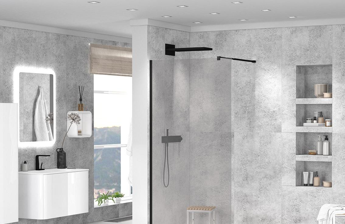 Душевая перегородка - Cezares, Liberta, 8x90x195 см, LIBERTA-L-1-90-120-GR-NERO