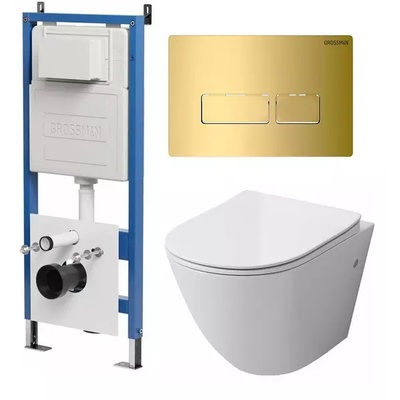 Grossman без коллекции, Унитаз подвесной с инсталляцией и кнопкой, 97.4411S.03.300