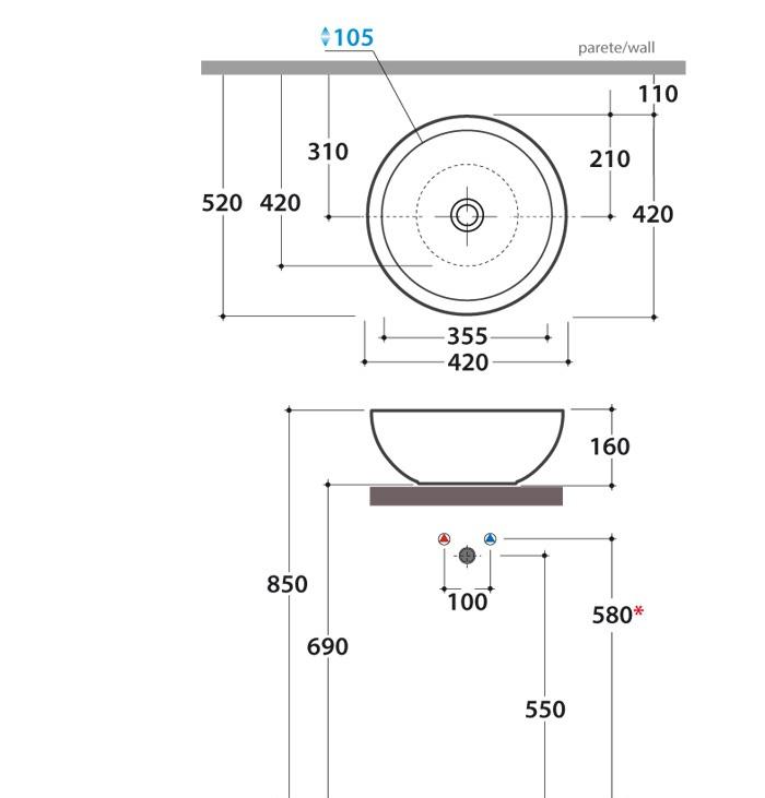 Globo Forty3, Раковина, SC042.BI*0