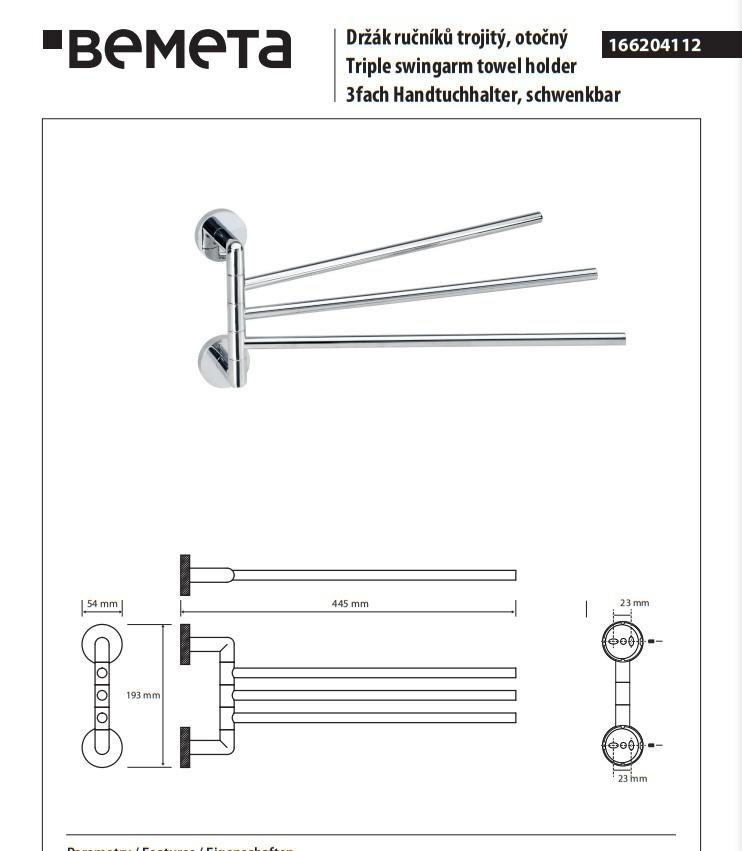 Bemeta Stella, Полотенцедержатель, 166204112