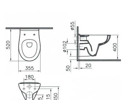 Vitra S20, Унитаз подвесной с инсталляцией и кнопкой, 9004B003-7202