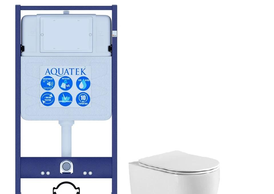 Aquatek Европа, Унитаз подвесной с инсталляцией и кнопкой, Set AQUATEK ЕВРОПА New cm