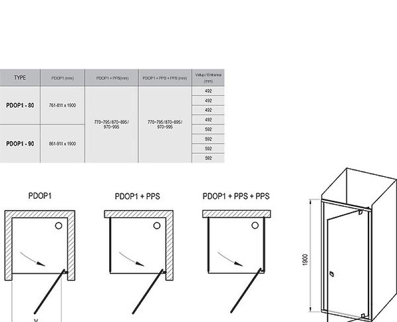 Душевая дверь - Ravak, Pivot, 80x190 см, 03G40300Z1
