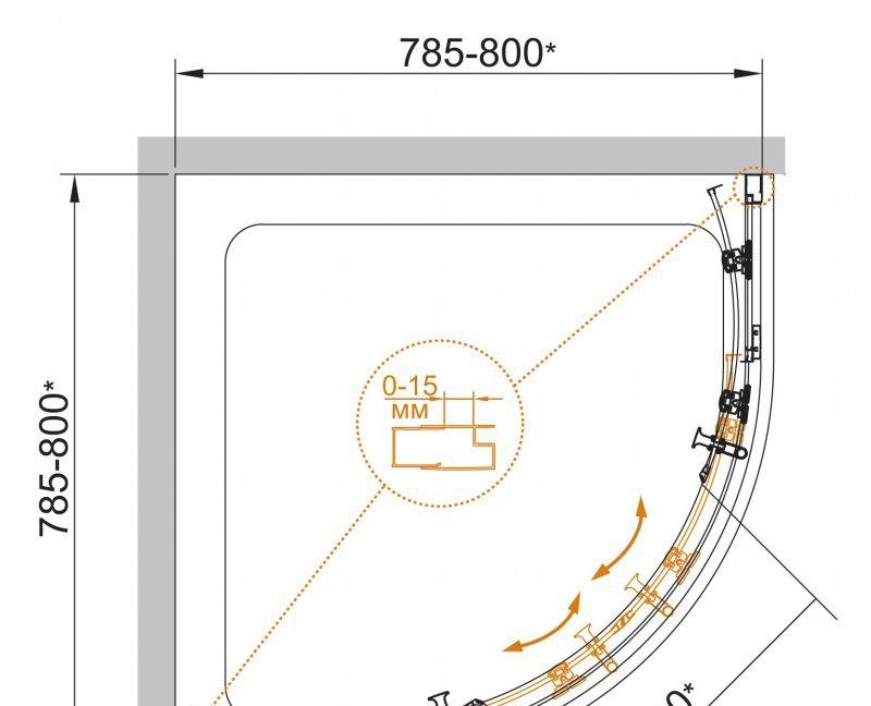 Душевой уголок - Cezares, Eco, 90x90x190 см, ECO-O-R-2-90-C-Cr / ECO-R-2-90-C-Cr
