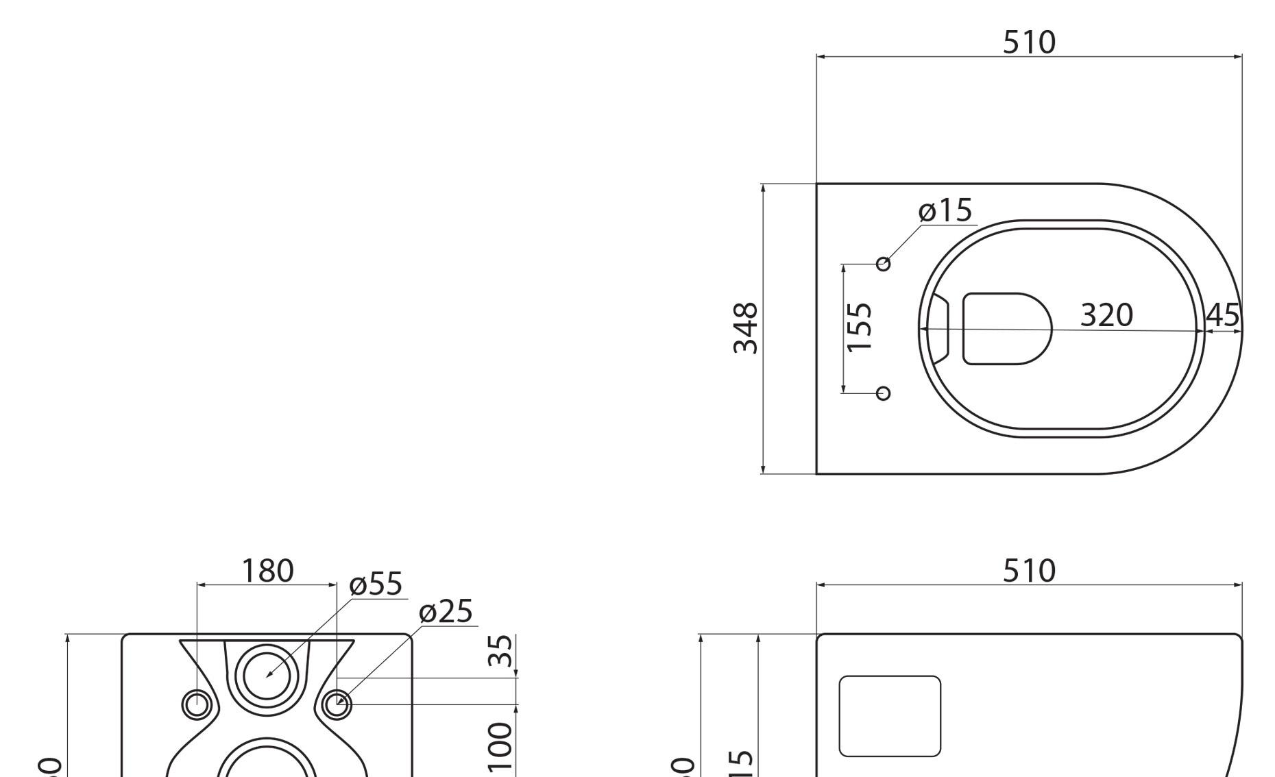 Cezares Eco, Унитаз подвесной, CZR-526-TH-R/2040SC