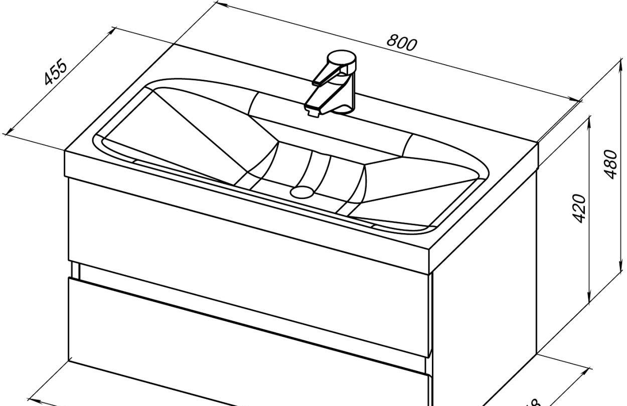 Aquanet Беркли, Тумба с раковиной, 306359