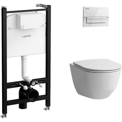 Laufen Pro Rimless, Унитаз подвесной с инсталляцией и кнопкой, Z.RU93.0.761.6