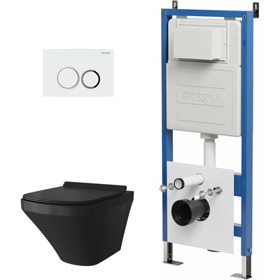 Grossman без коллекции, Унитаз подвесной с инсталляцией и кнопкой, 97.4440BMS.01.000