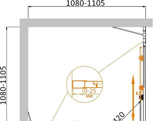 Душевой уголок - Cezares, Molveno, 110x110x195 см, MOLVENO-A-22-80+30-C-Cr-IV