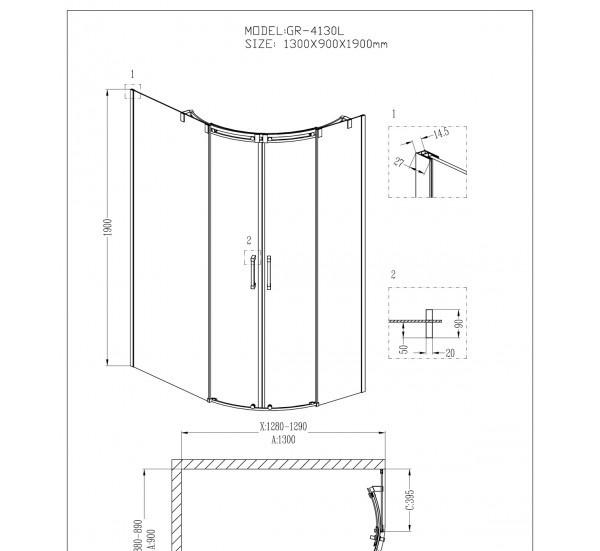 Душевой уголок - Grossman, Galaxy, 90x130x190 см, GR-4130L