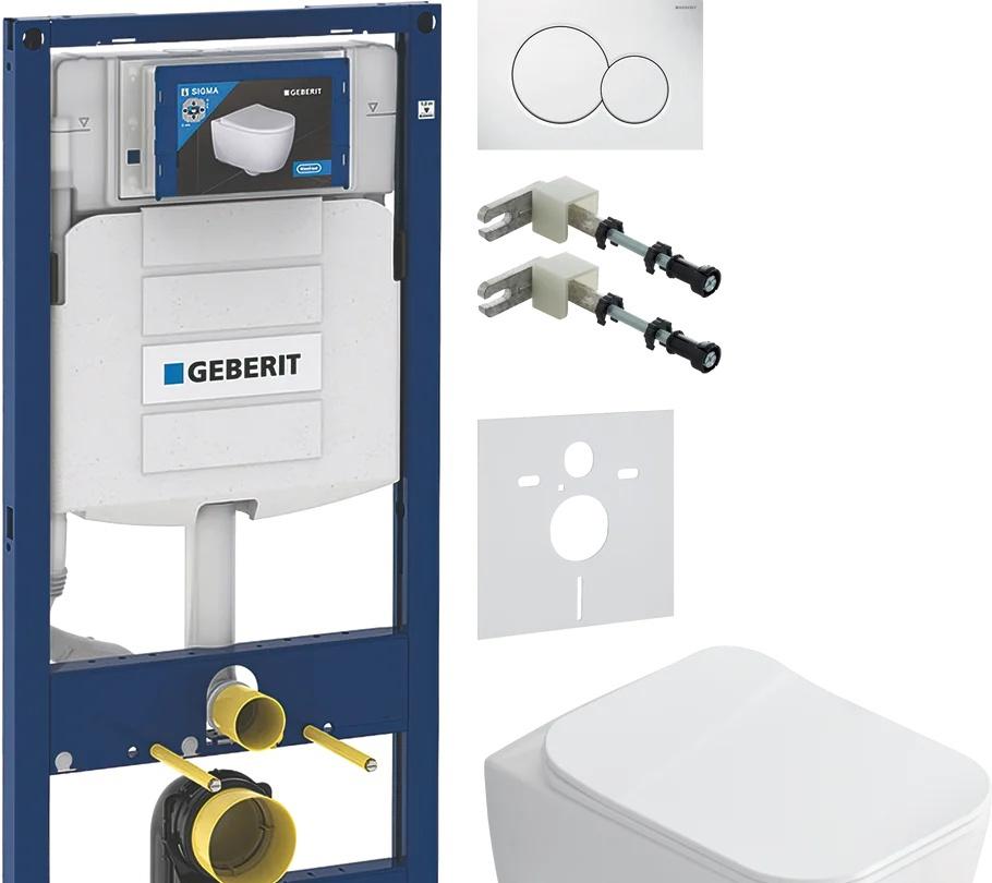 Geberit без коллекции, Унитаз подвесной с инсталляцией и кнопкой, 8.2097.1.400.000.1