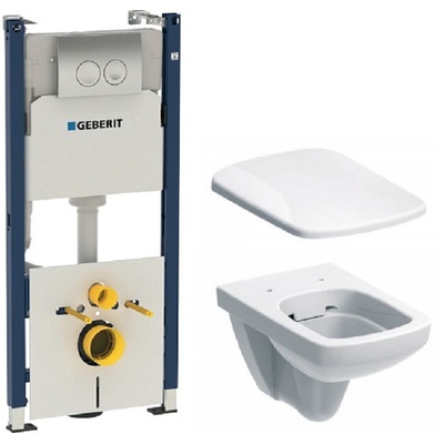 Geberit Selnova, Унитаз подвесной с инсталляцией и кнопкой, 458.121.SE.1