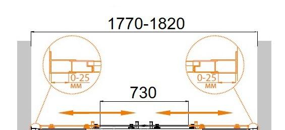 Душевая дверь - Cezares, Molveno, 180x195 см, BF-2-180-C-Cr-IV / MOLVENO-BF-2-180-C-Cr-IV
