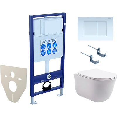 Aquatek Классик, Унитаз подвесной с инсталляцией и кнопкой, SET AQUATEK КЛАССИК-009 4в1