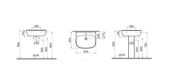 Vitra Tres, Раковина, 5272B003-0001