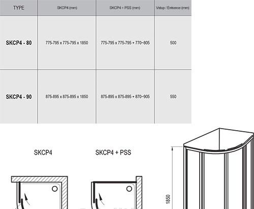 Душевой уголок - Ravak, Supernova, 90x185 см, 3117010011
